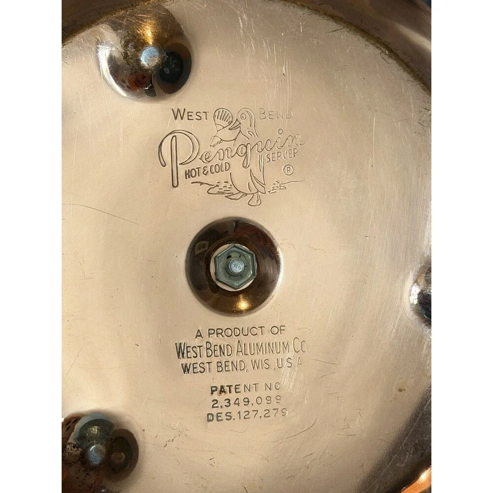 Vintage West Bend Penguin COPPER Hot & Cold Server Ice Bucket USA 1950s MCM